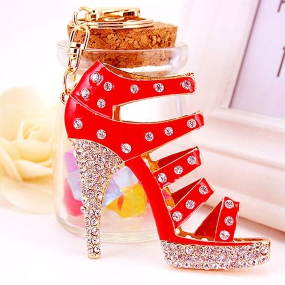 High Heel Shape Design Rhinestone Key Chain - Picture 4 of 5